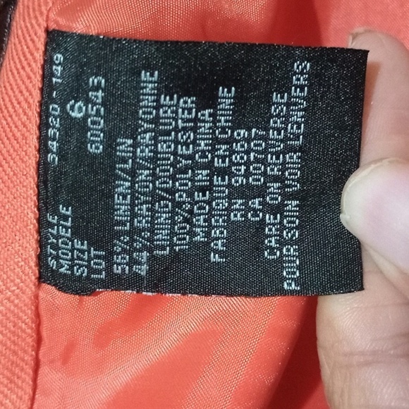 Orange Women's Midi Skirt Linen Blend for business or career - Picture 3 of 3